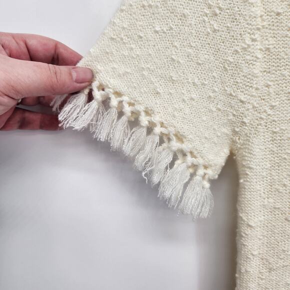 NWT ASOS Cream Wool Blend Nubby Fringe Sweater Knit Mini Boho Dress Women's 0 - Picture 7 of 9